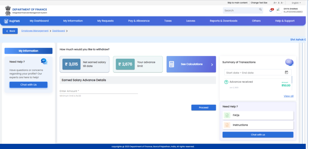 IFMS 3.0 EARNED SALARY ADVANCE