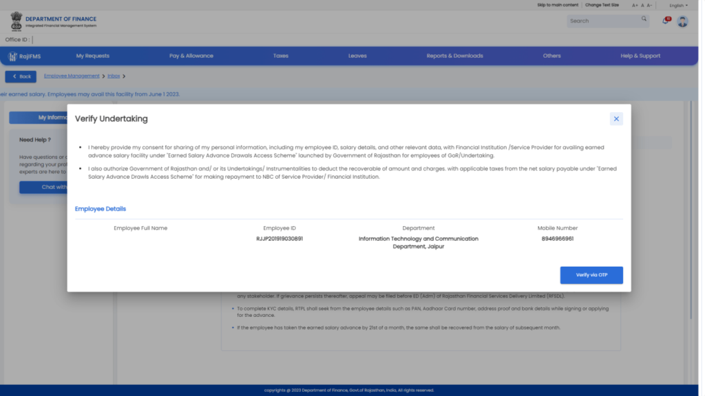 IFMS 3.0 EARNED SALARY ADVANCE