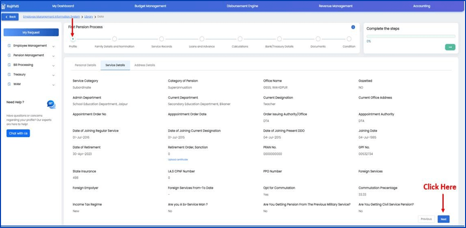 IFMS 3.0 Pension Online Process